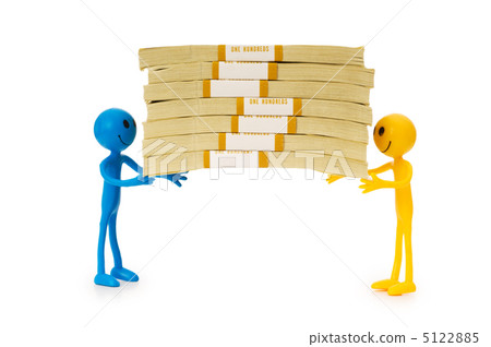 Two smilies carrying stack of dollars Two smilies carrying stack of dollars 5122885
