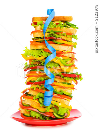 Concept of healthy food with tape measure and sandwich 5122979
