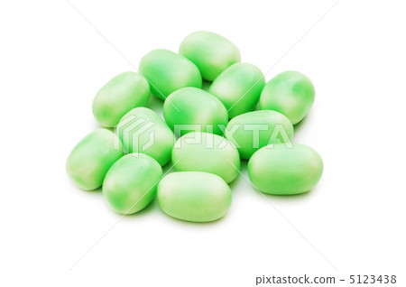 Green jelly beans isolated on the white background Green jelly beans isolated on the white background 5123438