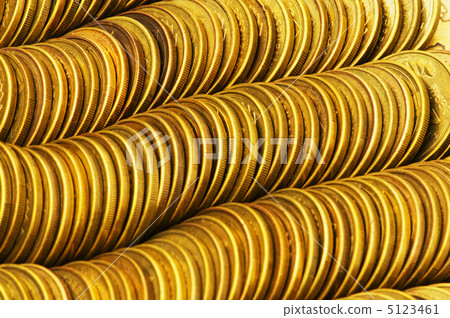 Pile of golden  coins isolated on white 5123461
