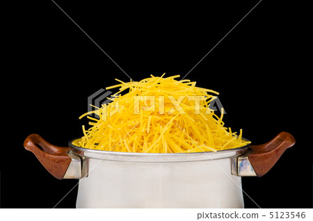 Spaghetti pot isolated on the black background Spaghetti pot isolated on the black background 5123546
