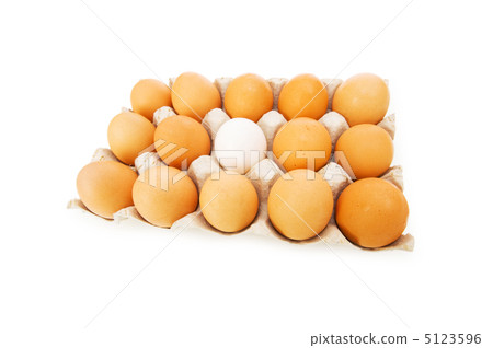Stand out of crowd concept with eggs on white 5123596