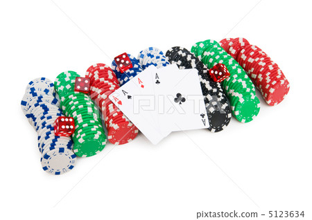 Casino chips and cards isolated on the white Casino chips and cards isolated on the white 5123634
