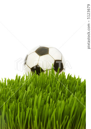 Sport concept - football on the green glass 5123679