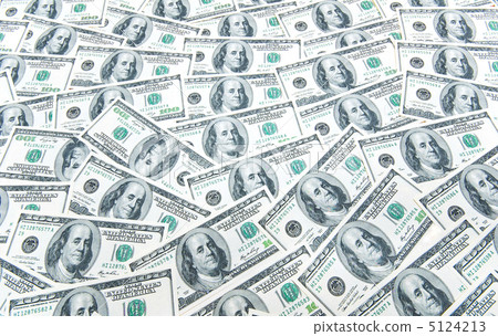 Background with many american hundred dollar bills 5124213
