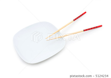 Chopsticks and plate on the bamboo mat Chopsticks and plate on the bamboo mat 5124234