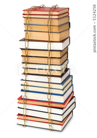 Censorship concept with books and chains on white Censorship concept with books and chains on white 5124256