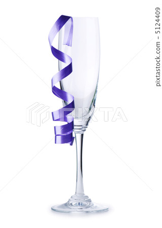 Bottle of wine and glass with streamer on white Bottle of wine and glass with streamer on white 5124409
