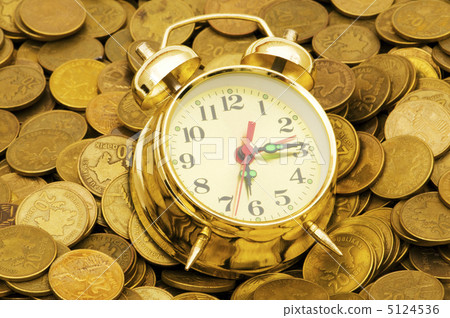 Time is money concept with clock and coins Time is money concept with clock and coins 5124536