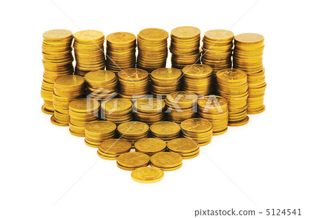 Stack of coins isolated on the white Stack of coins isolated on the white 5124541