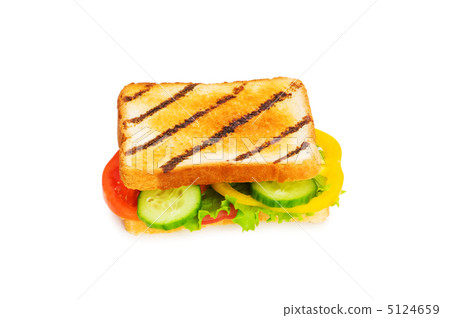 Toasted bread with filling isolated on the white Toasted bread with filling isolated on the white 5124659