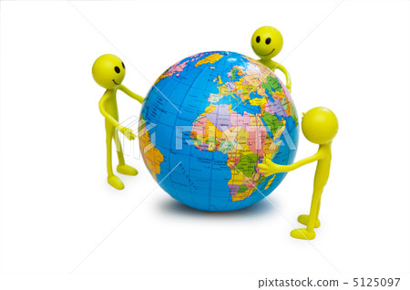 Smilies holding the globe isolated on white Smilies holding the globe isolated on white 5125097