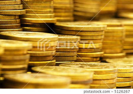 Close up of the golden coin stacks 5126267