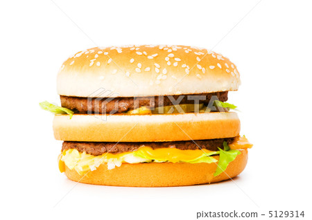 Double cheeseburger isolated on the white Double cheeseburger isolated on the white 5129314
