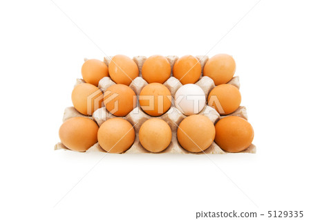 Stand out of crowd concept with eggs on white 5129335