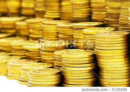 Close up of the golden coin stacks 5130209