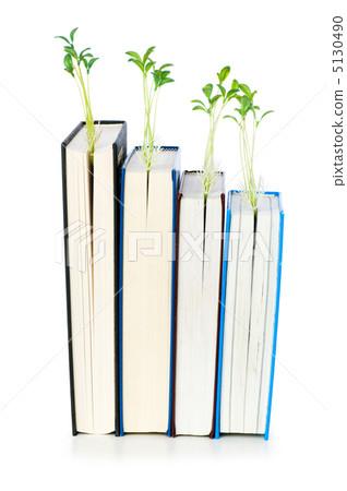 Knowledge concept with books and seedlings Knowledge concept with books and seedlings 5130490