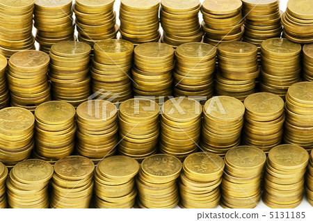 Close up of the golden coin stacks 5131185