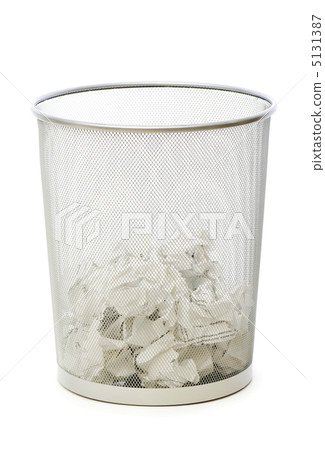Garbage bin with paper waste isolated on white Garbage bin with paper waste isolated on white 5131387