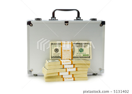 Metal case and lots of dollars on white Metal case and lots of dollars on white 5131402