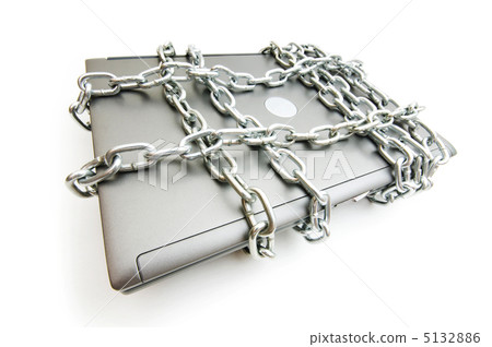 Computer security concept with laptop and chain Computer security concept with laptop and chain 5132886