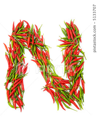 Alphabet with green and red peppers - letter 5133707