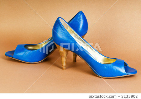 Fashion concept with blue woman shoes on high heels 5133902