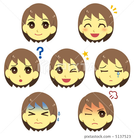 Female facial expression collection - Stock Illustration [5137523] - PIXTA