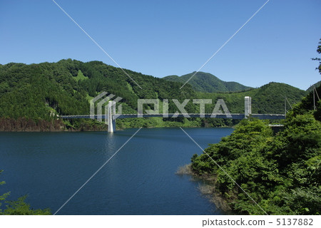 壩湖_ Tokuyama水壩藍天和水錶面 5137882