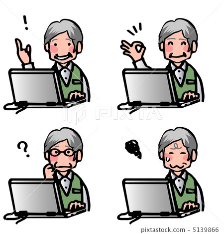 Senior and computer - Stock Illustration [5139866] - PIXTA