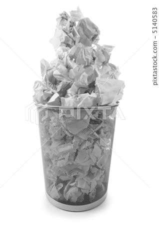 Garbage bin with paper waste isolated on white Garbage bin with paper waste isolated on white 5140583