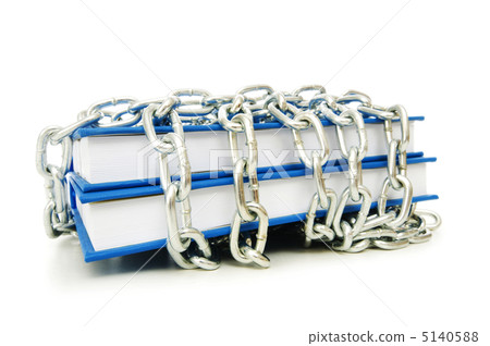 Censorship concept with books and chains on white Censorship concept with books and chains on white 5140588