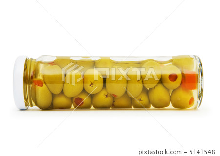 Pickled olives in glass jar 5141548