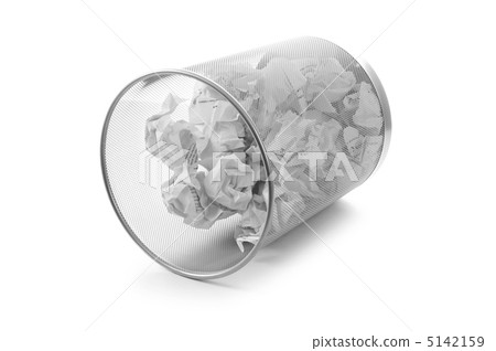 Garbage bin with paper waste isolated on white Garbage bin with paper waste isolated on white 5142159