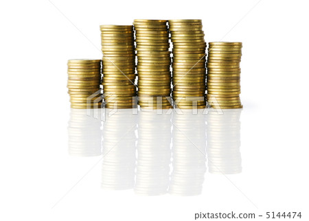 Stack of coins isolated on the white Stack of coins isolated on the white 5144474