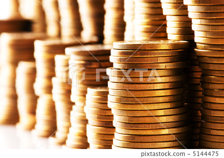 Close up of the golden coin stacks Close up of the golden coin stacks 5144475