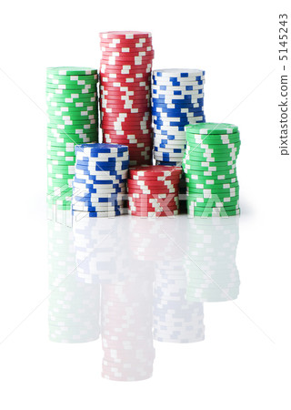 Stack of various casino chips - gambling concept 5145243