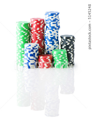 Stack of various casino chips - gambling concept 5145248