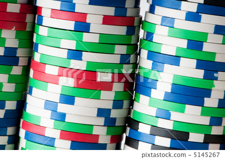 Stack of various casino chips - gambling concept 5145267