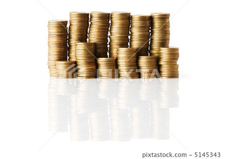 Stack of coins isolated on the white 5145343