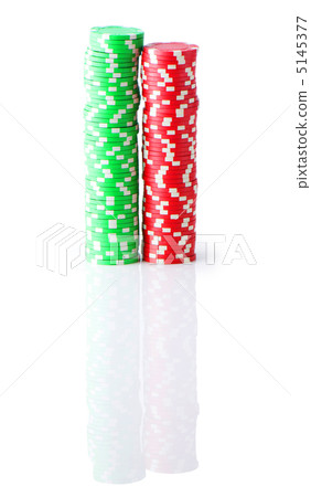 Stack of various casino chips - gambling concept 5145377