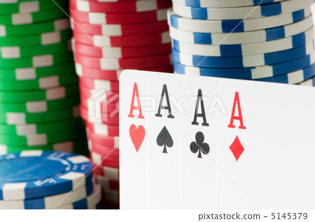 Stack of various casino chips - gambling concept 5145379