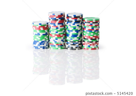 Stack of various casino chips - gambling concept 5145420