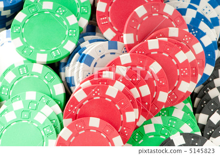 Stack of various casino chips - gambling concept 5145823