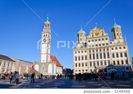 Germany Augsburg City Hall and Perrach Tower 5149569