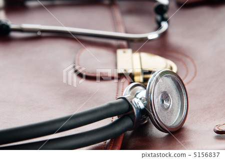 Doctor's brown leather case with the stethoscope 5156837