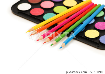 Palette and pencils isolated on the white Palette and pencils isolated on the white 5158090