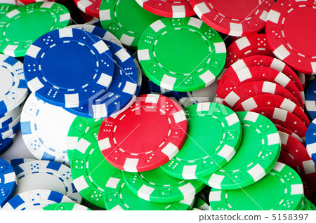 Stack of various casino chips - gambling concept 5158397