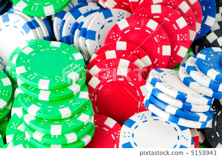 Stack of various casino chips - gambling concept 5158941