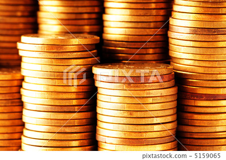 Close up of the golden coin stacks 5159065
